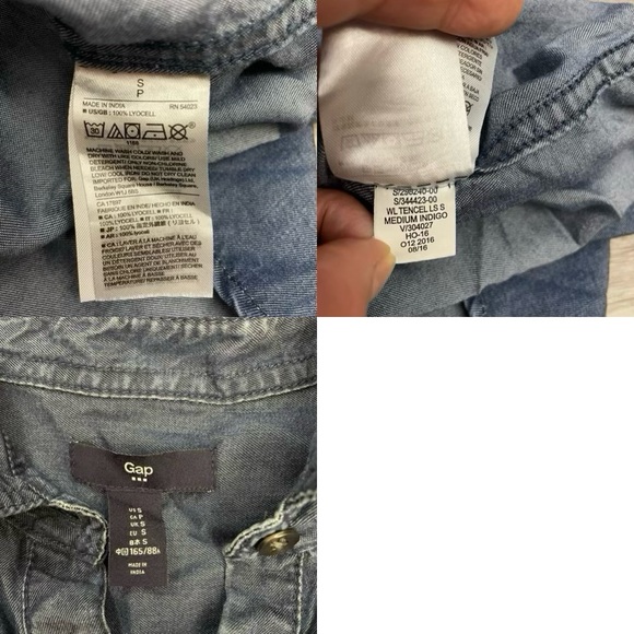 Gap Blue Denim Chambray Long Sleeve Above Knee High-Low Shirt Dress Size Small - Picture 15 of 16